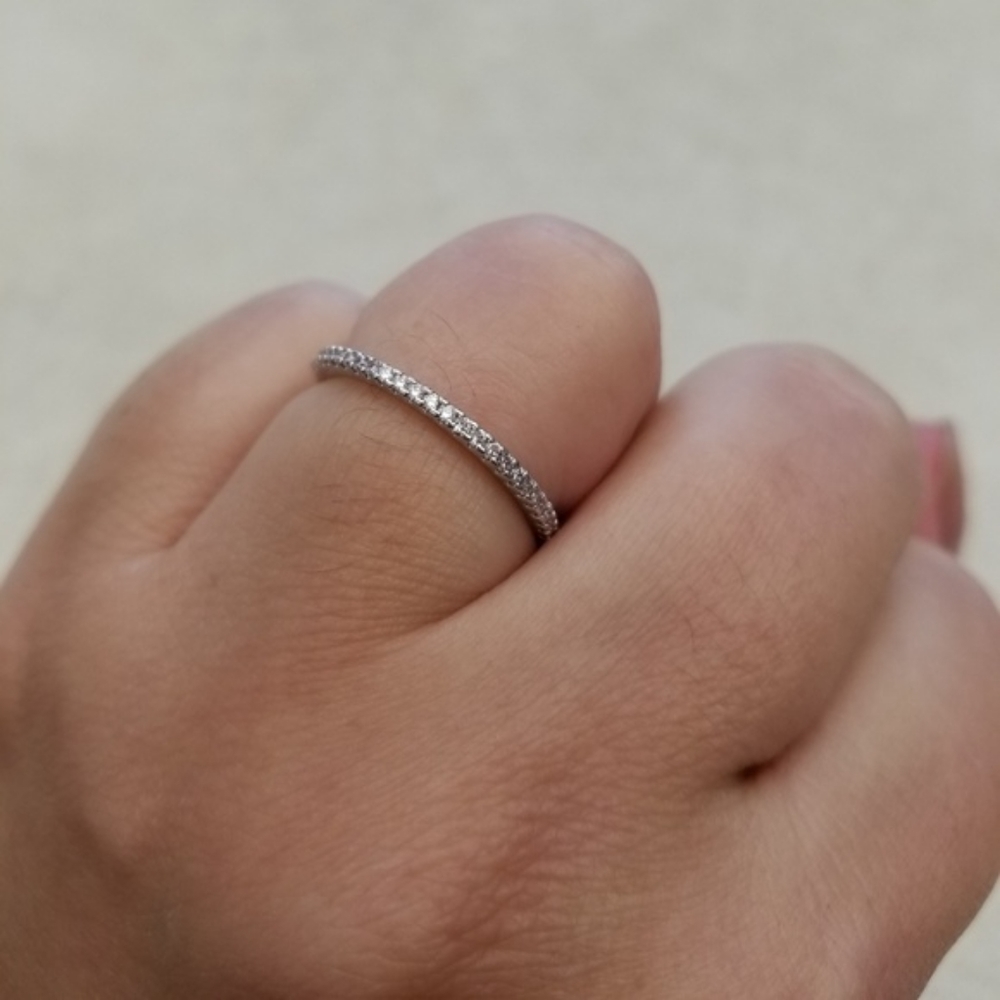 Sterling Eternity Pave Band - Picture 2 of 8